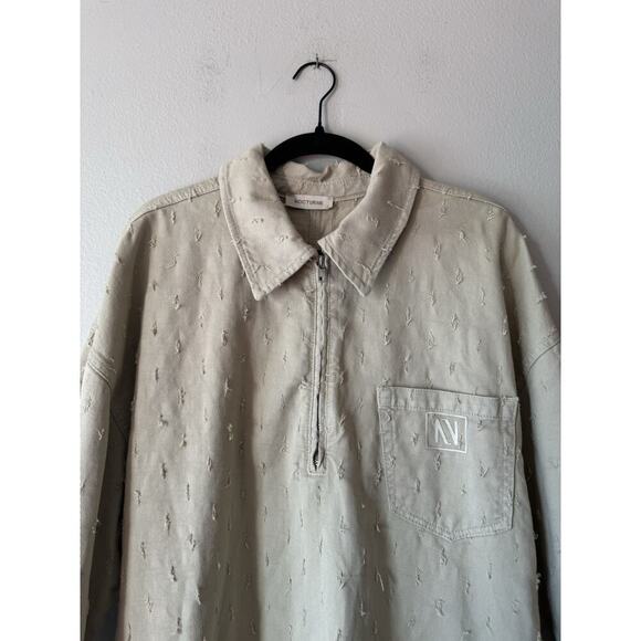 Nocturne Swing Dress Women’s Size 2 Distressed Beige Zip Collar City Modern - Picture 2 of 15